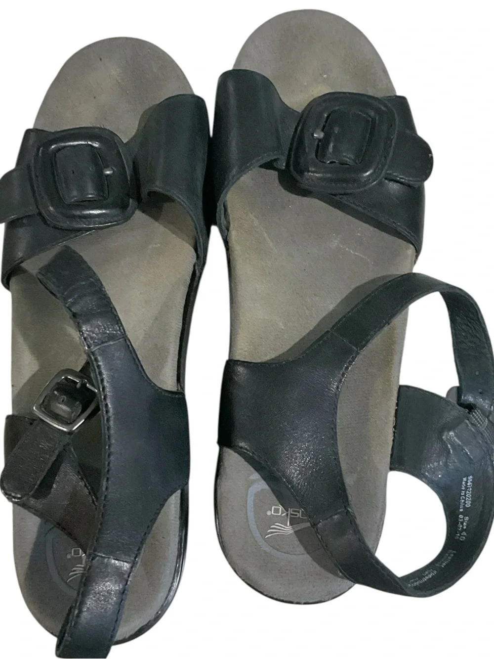 Dansko Sue Sandals Women's 40 / 9.5 Black Leather Comfort Platform Buckle - Picture 5 of 11